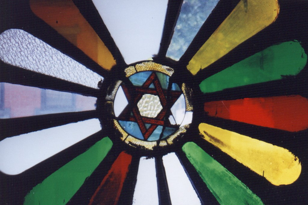 Stained glass at the Stanton Street Shul